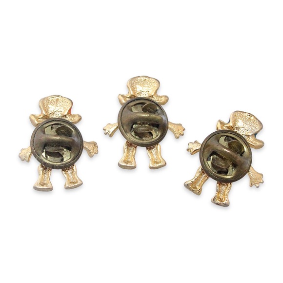 Vintage Troll Doll Pin Set 3 Pins Orange, Purple and Green Gold Tone Clutch Back - Picture 2 of 3